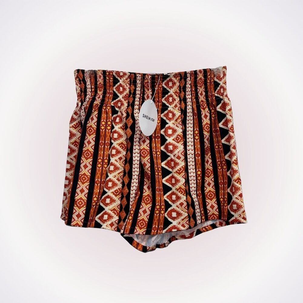 SHEIN Orange and Black Stretch Waist Shorts | Sz M, NWT